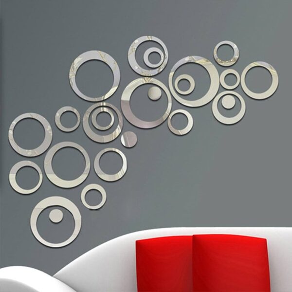 24pcs acrylic mirror circle stickers – modern wall art