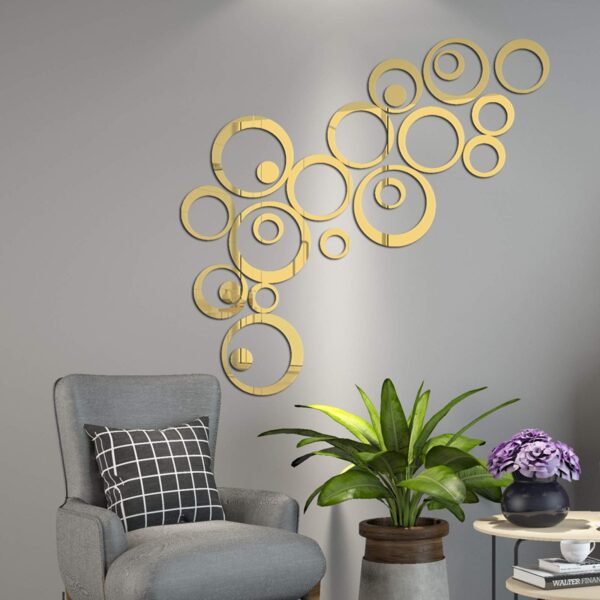 24pcs acrylic mirror circle stickers – modern wall art
