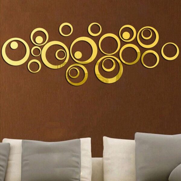 24pcs acrylic mirror circle stickers – modern wall art